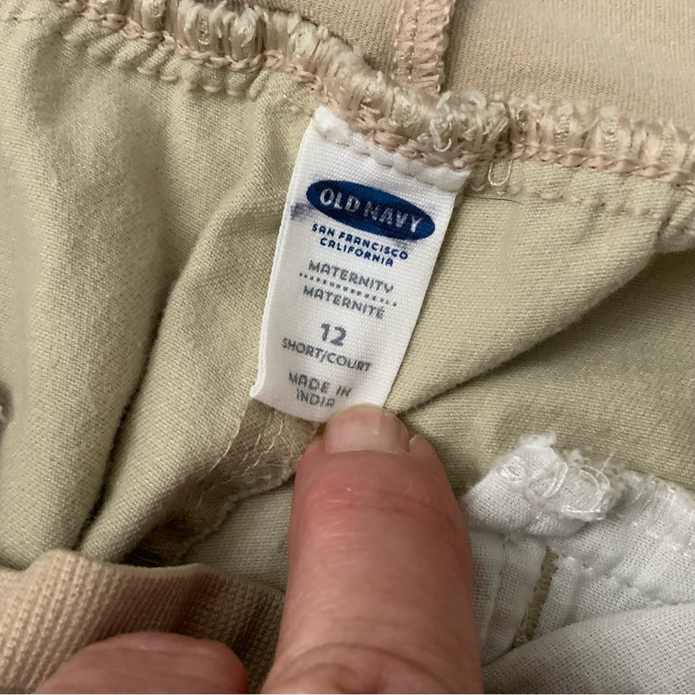 Old Navy Maternity Full Panel Tan Straight Leg Pants w/Pockets 12 Short Stretch - Picture 5 of 11